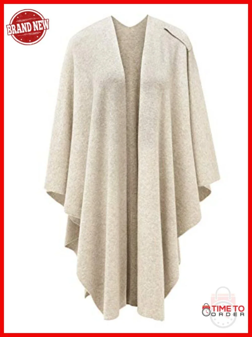 Knitted Cross Front Poncho Sweater Wrap Cape Shawl for Fall Winter One Size